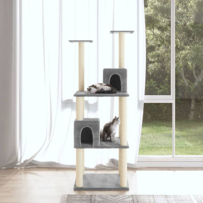 Cat Tree with Sisal Scratching Posts Light Grey 141 cm