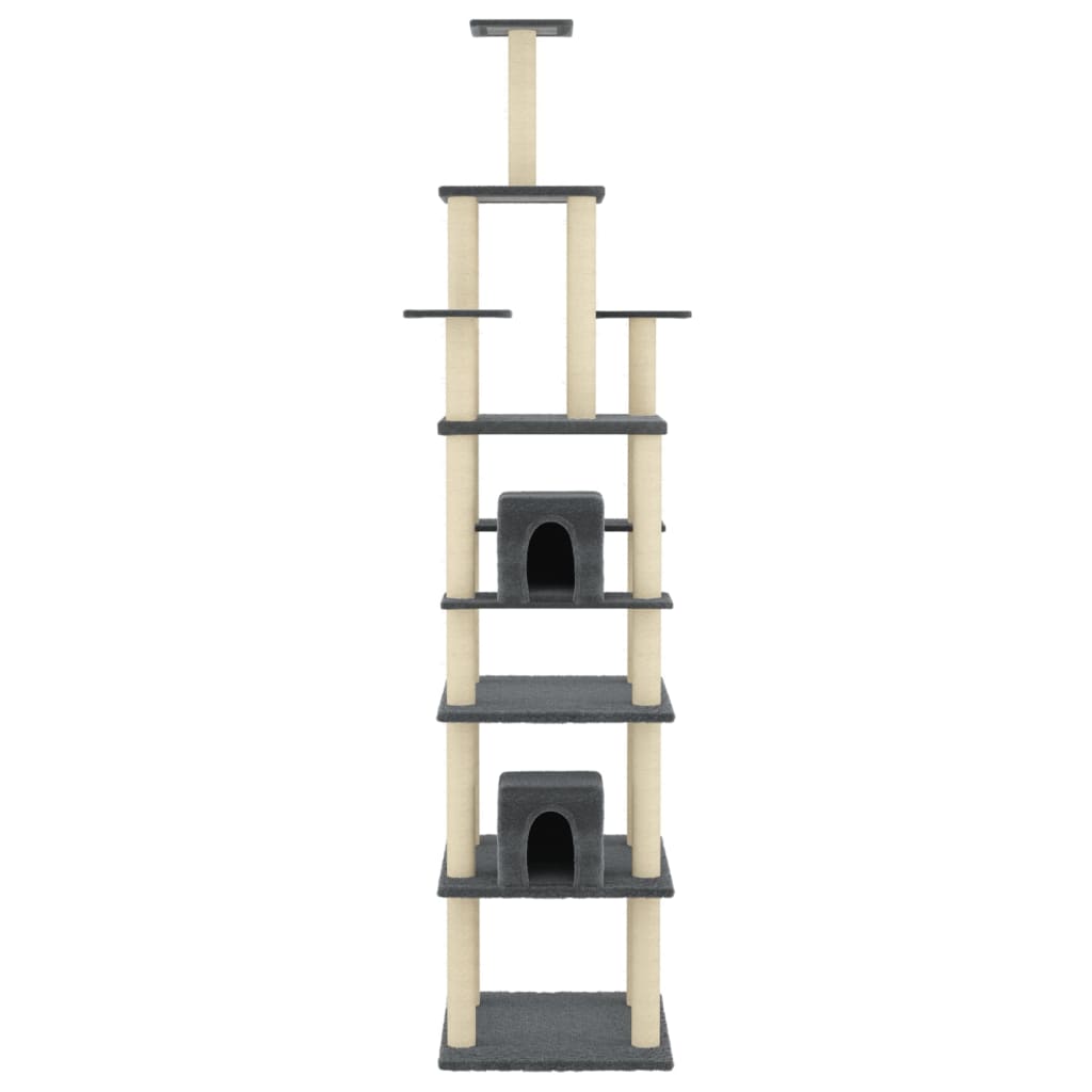 Cat Tree with Sisal Scratching Posts Dark Grey 216 cm