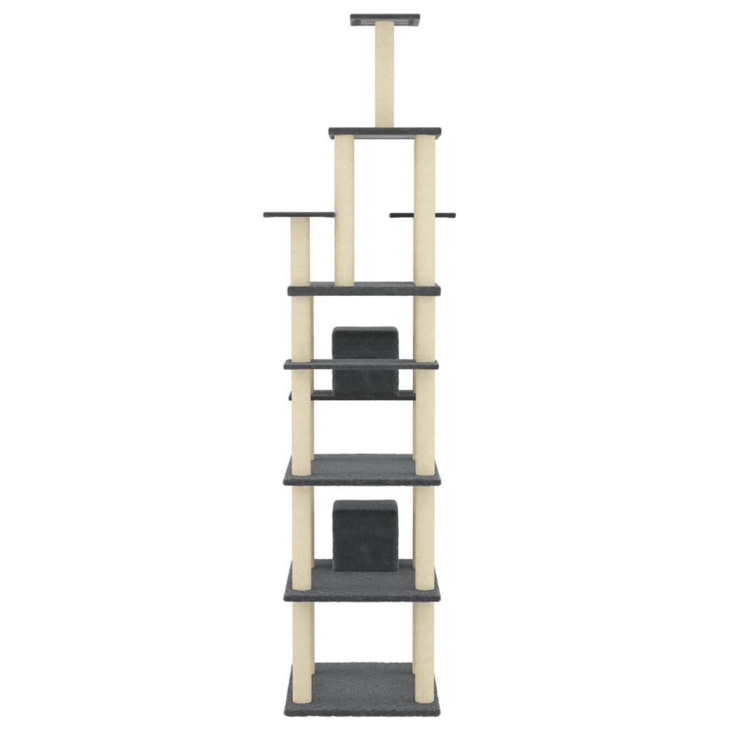 Cat Tree with Sisal Scratching Posts Dark Grey 216 cm