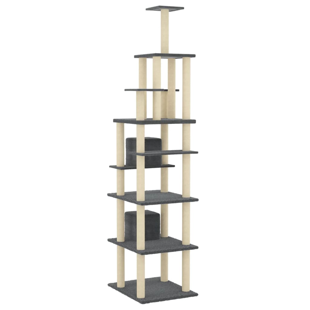 Cat Tree with Sisal Scratching Posts Dark Grey 216 cm