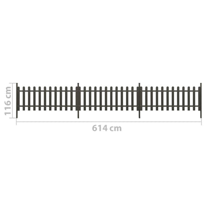 Picket Fence with Posts 3 pcs WPC 614x80 cm