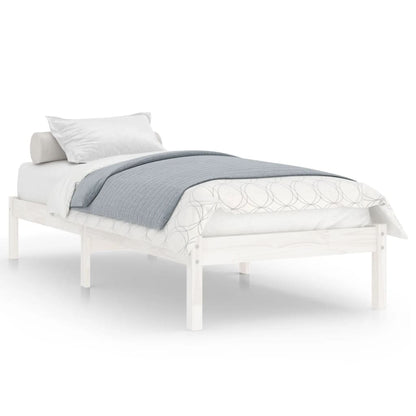 Bed Frame without Mattress White Solid Wood Single
