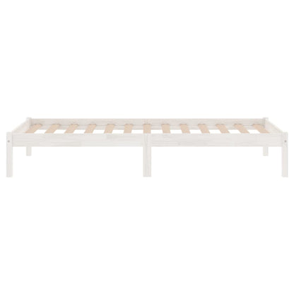 Bed Frame without Mattress White Solid Wood Single