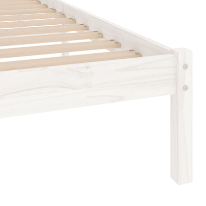 Bed Frame without Mattress White Solid Wood Single