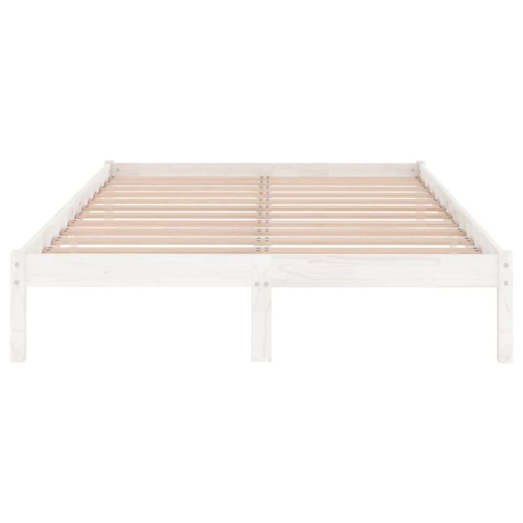 Bed Frame without Mattress White Solid Wood Small Double