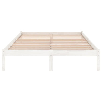 Bed Frame without Mattress White Solid Wood Small Double