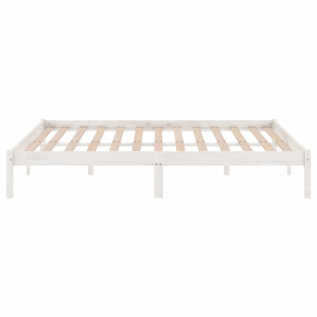 Bed Frame without Mattress White Solid Wood Small Double