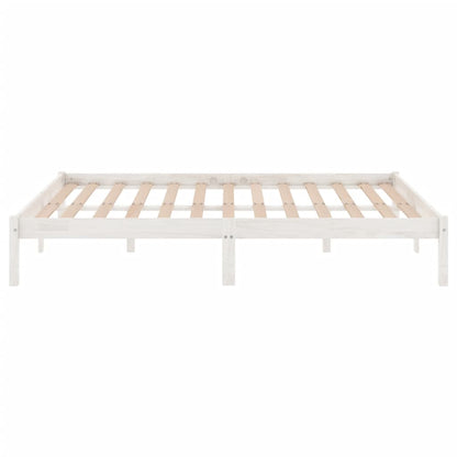 Bed Frame without Mattress White Solid Wood Double