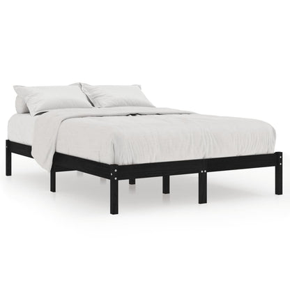 810001 vidaXL Bed Frame without Mattress Black Solid Wood 140x190 cm