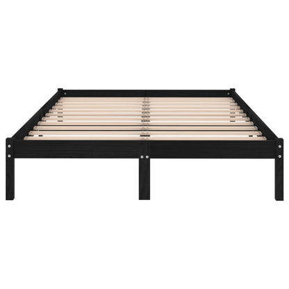 810001 vidaXL Bed Frame without Mattress Black Solid Wood 140x190 cm