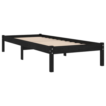 810011 vidaXL Bed Frame without Mattress Black Solid Wood 100x200 cm