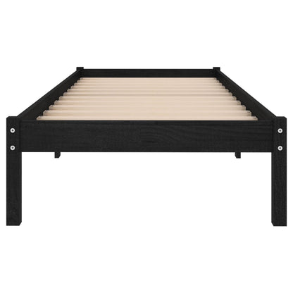 810011 vidaXL Bed Frame without Mattress Black Solid Wood 100x200 cm