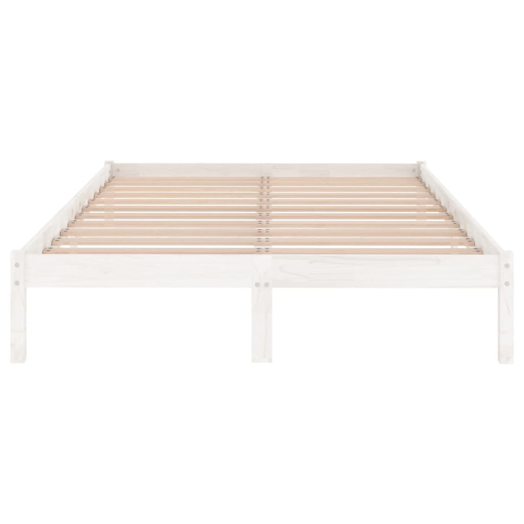 Bed Frame without Mattress White Solid Wood King Size