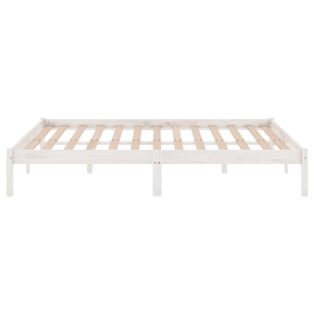Bed Frame without Mattress White Solid Wood King Size