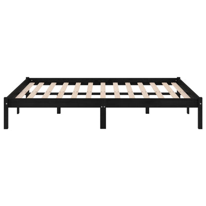 Bed Frame without Mattress Black Solid Wood King Size