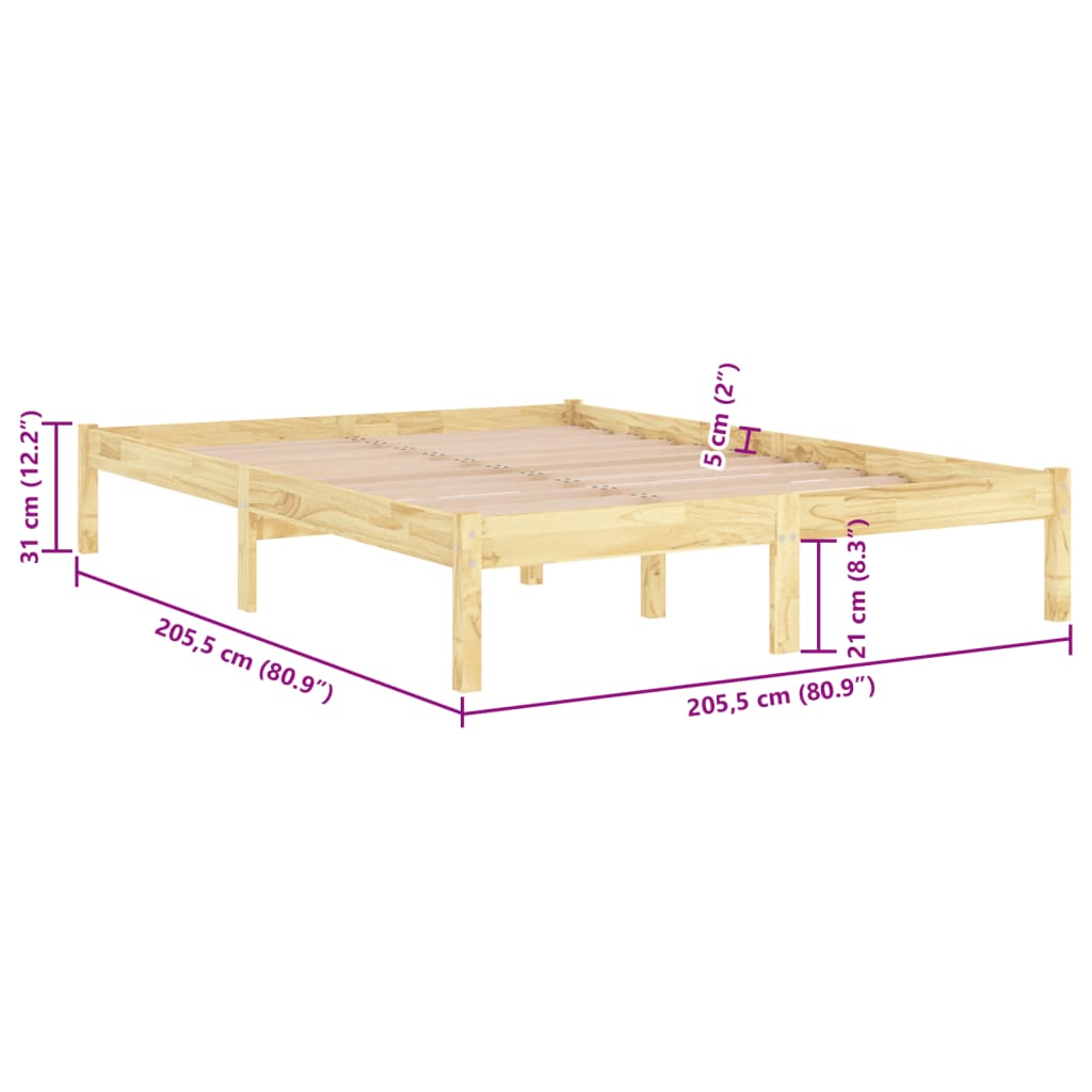 810037 vidaXL Bed Frame without Mattress Solid Wood 200x200 cm