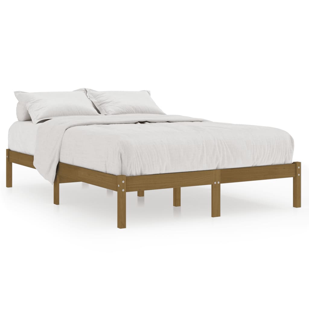 810040 vidaXL Bed Frame without Mattress Honey Brown Solid Wood 200x200 cm