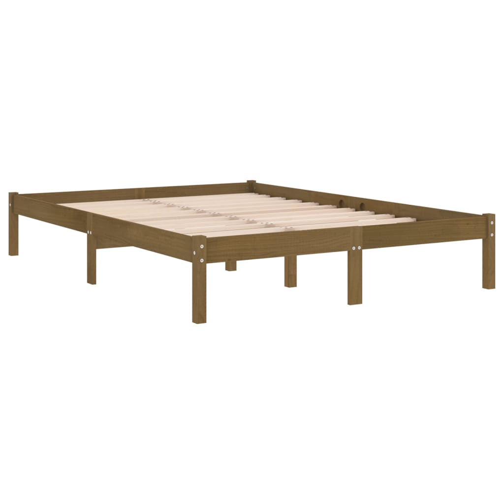 810040 vidaXL Bed Frame without Mattress Honey Brown Solid Wood 200x200 cm
