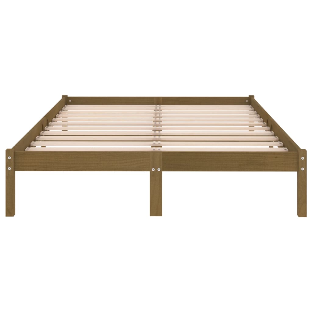 810040 vidaXL Bed Frame without Mattress Honey Brown Solid Wood 200x200 cm