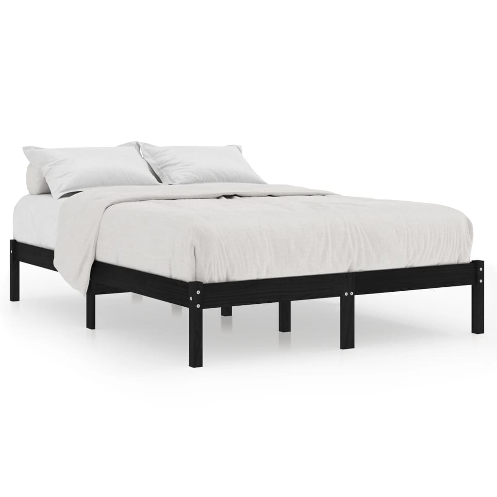 810041 vidaXL Bed Frame without Mattress Black Solid Wood 200x200 cm
