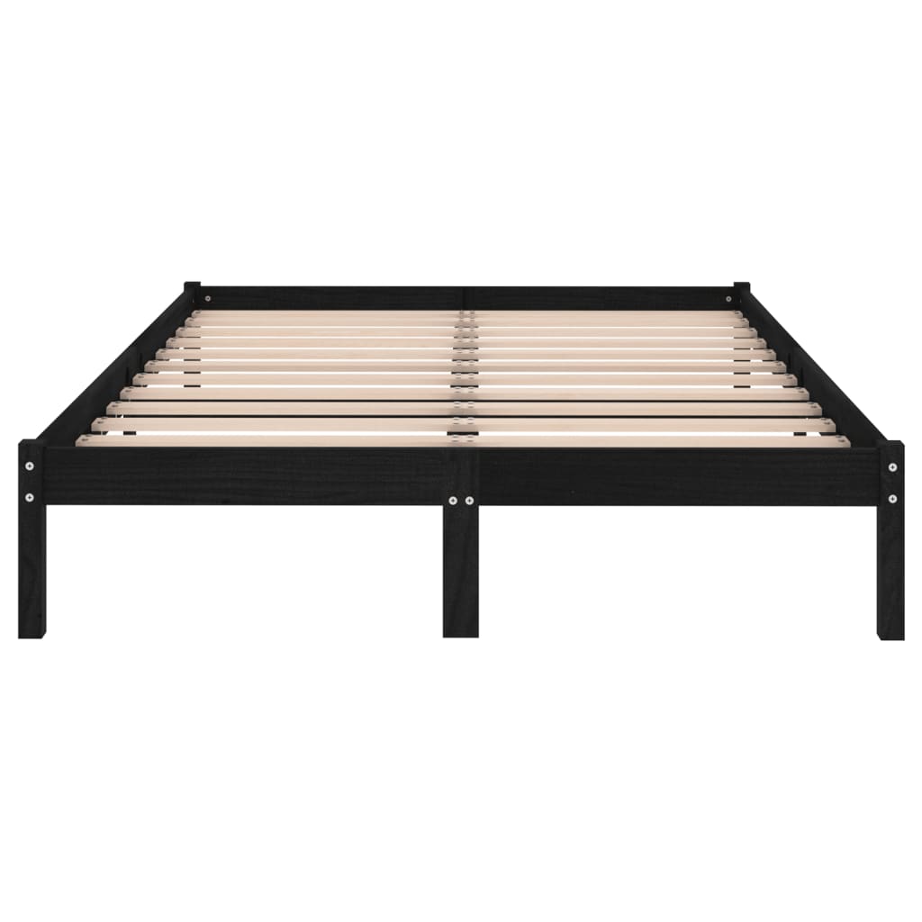 810041 vidaXL Bed Frame without Mattress Black Solid Wood 200x200 cm