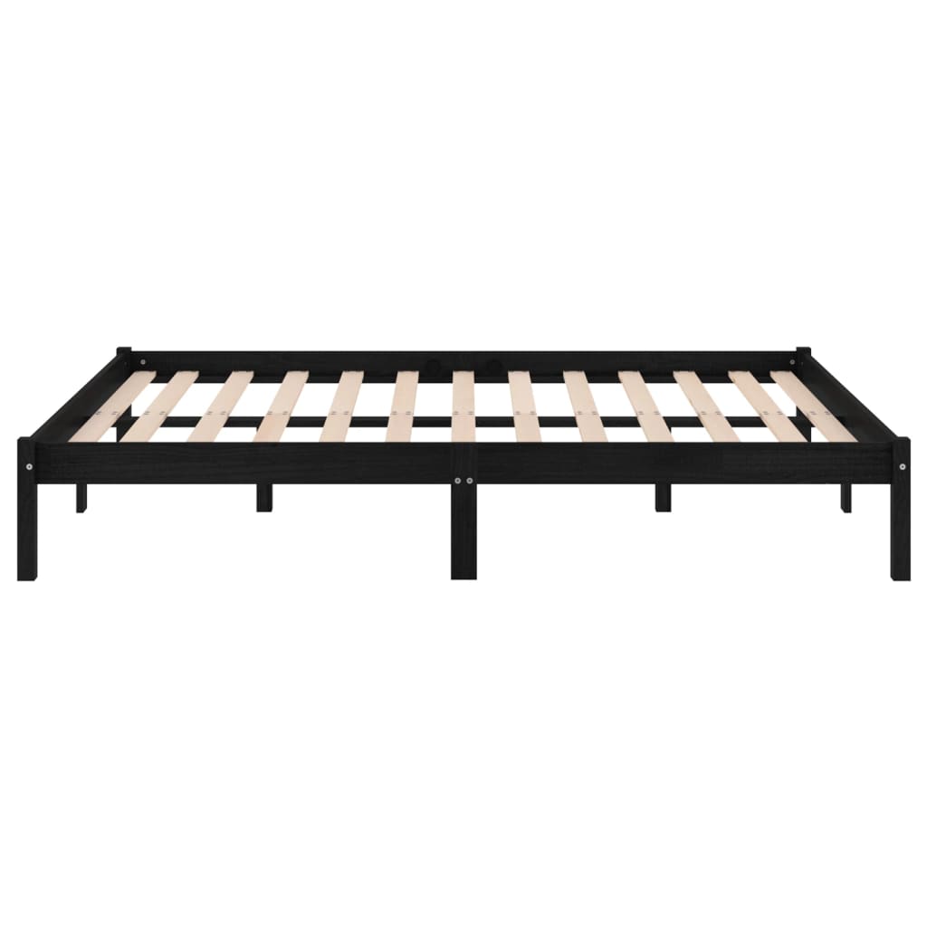 810041 vidaXL Bed Frame without Mattress Black Solid Wood 200x200 cm