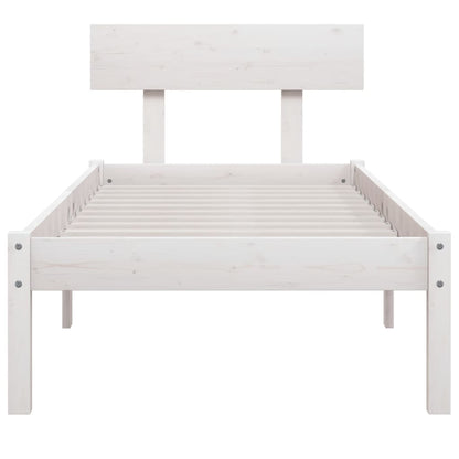 Bed Frame without Mattress White Solid Wood Small Single