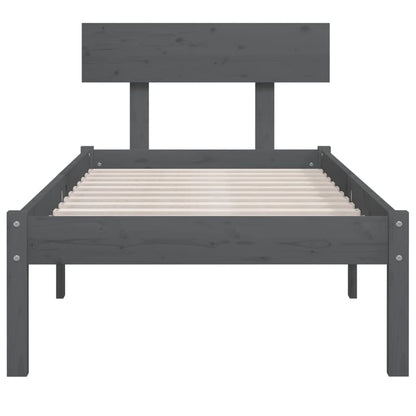 Bed Frame without Mattress Grey Solid Wood Pine Single