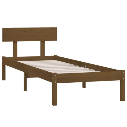 Bed Frame without Mattress Honey Brown Solid Wood Pine Single