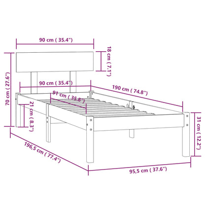 Bed Frame without Mattress Honey Brown Solid Wood Pine Single