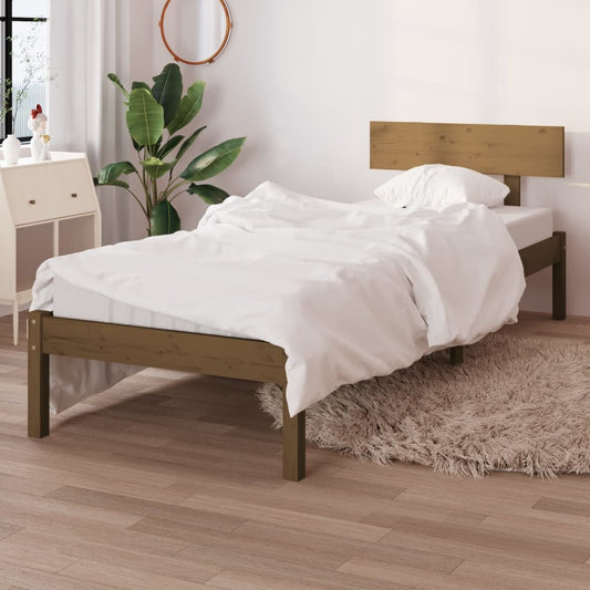 Bed Frame without Mattress Honey Brown Solid Wood Pine Single
