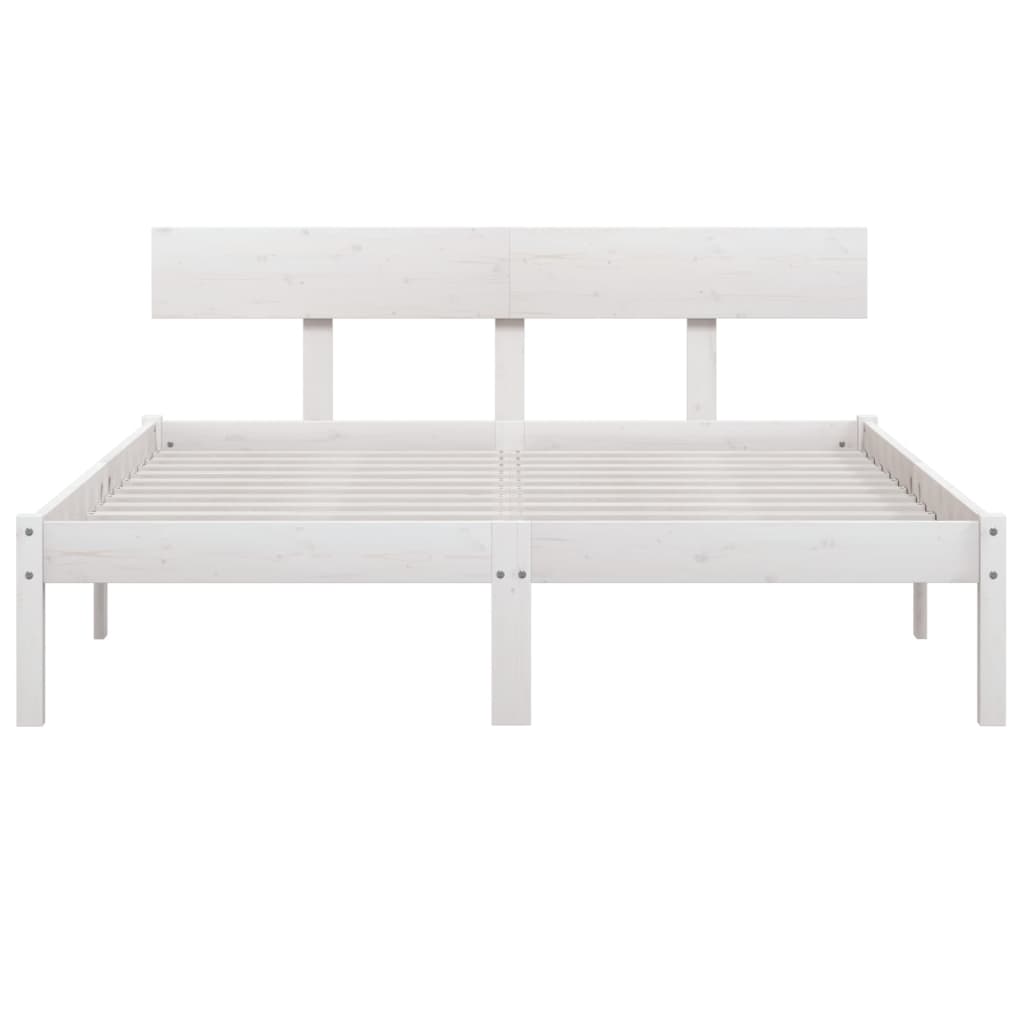Bed Frame without Mattress White Solid Wood Small Double