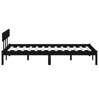 Bed Frame without Mattress Black Solid Wood Small Double
