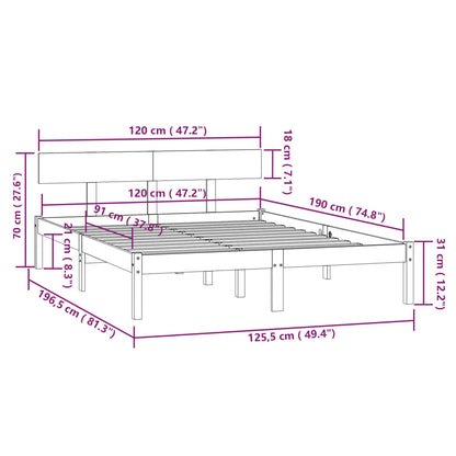 Bed Frame without Mattress Black Solid Wood Small Double