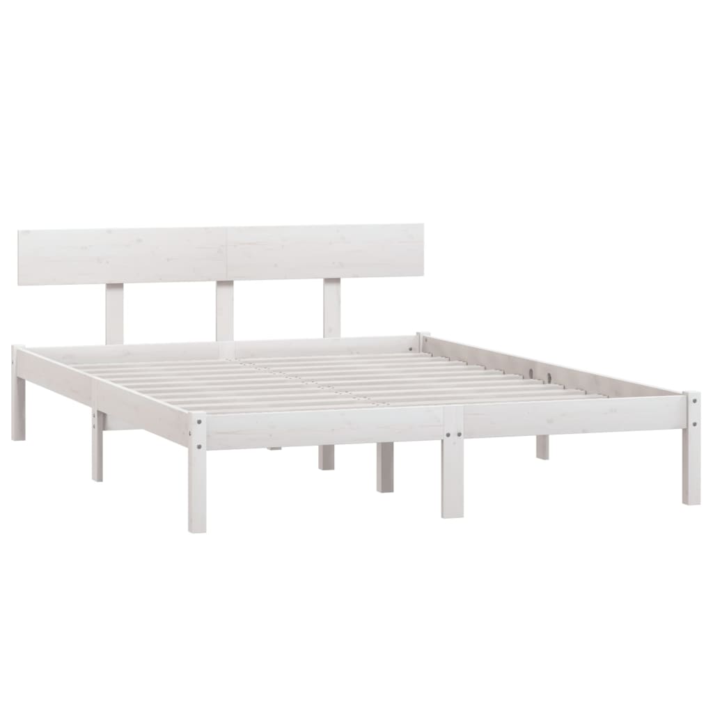 Bed Frame without Mattress White Solid Wood 140x190 cm