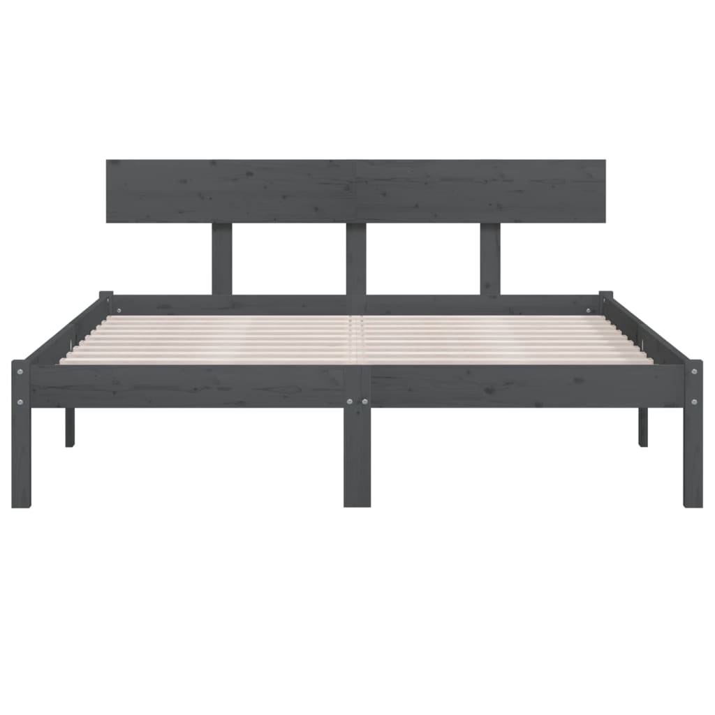 Bed Frame without Mattress Grey Solid Wood 140x190 cm