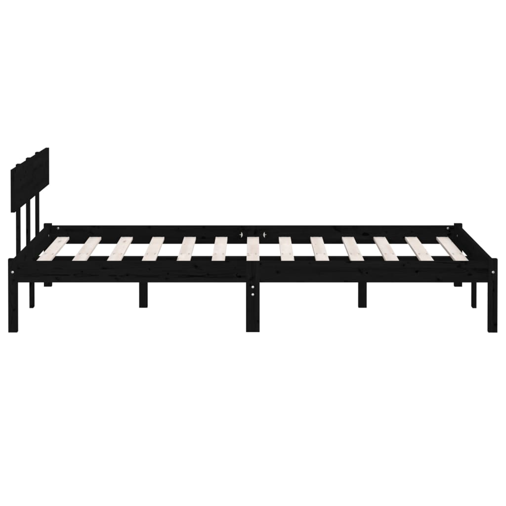 Bed Frame without Mattress Black Solid Wood 140x190 cm