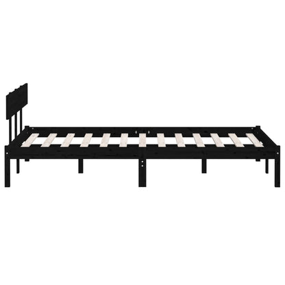 Bed Frame without Mattress Black Solid Wood 140x190 cm