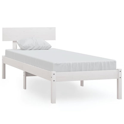 Bed Frame without Mattress White Solid Wood 90x200 cm