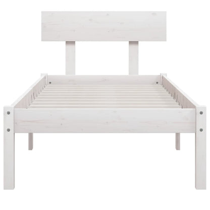 Bed Frame without Mattress White Solid Wood 90x200 cm