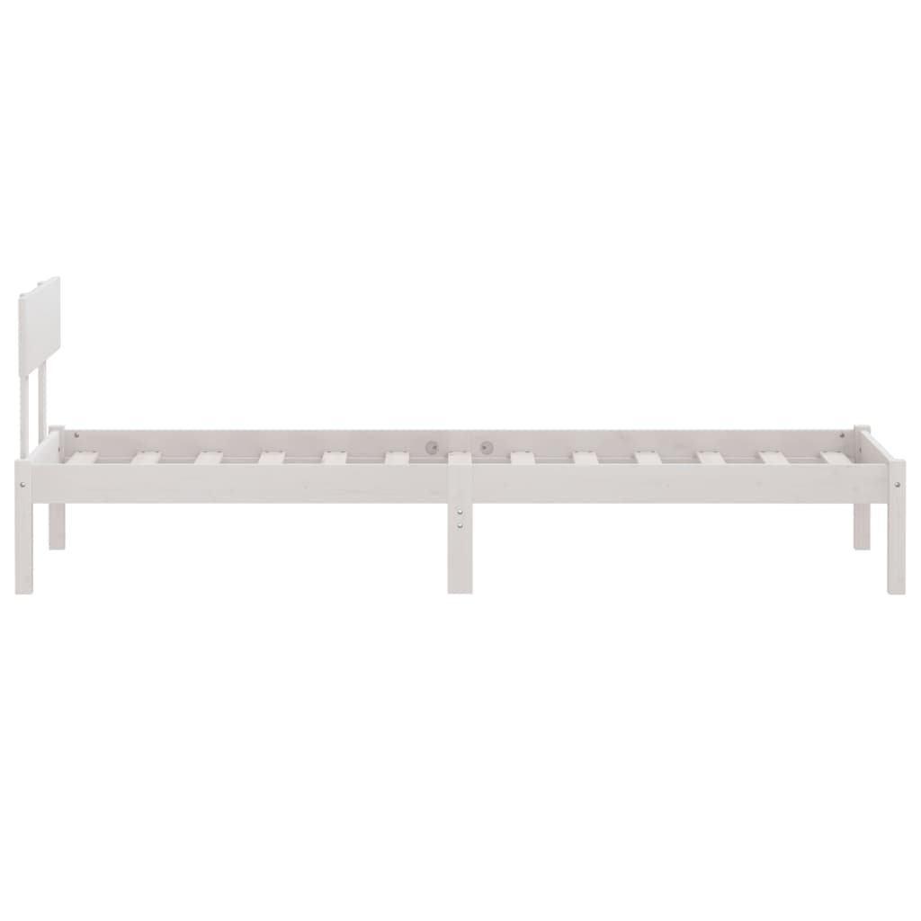 Bed Frame without Mattress White Solid Wood 90x200 cm