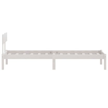 Bed Frame without Mattress White Solid Wood 90x200 cm