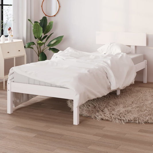 Bed Frame without Mattress White Solid Wood 90x200 cm