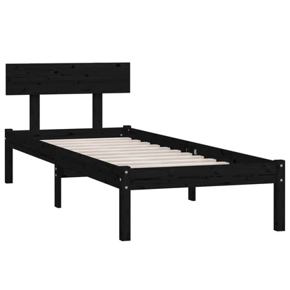 Bed Frame without Mattress Black Solid Wood 90x200 cm