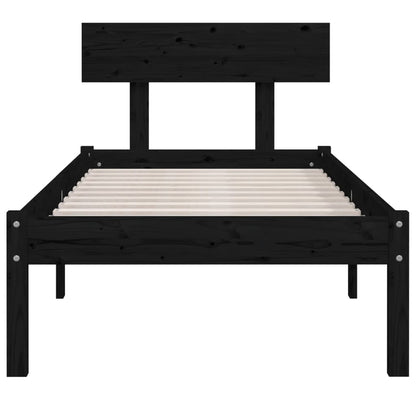 Bed Frame without Mattress Black Solid Wood 90x200 cm