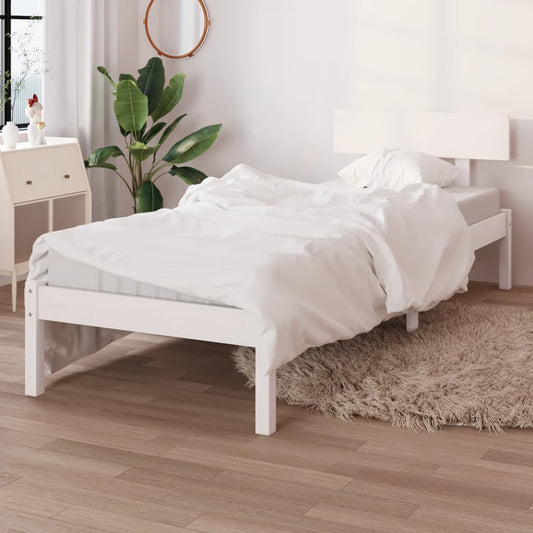 Bed Frame without Mattress White Solid Wood 100x200 cm