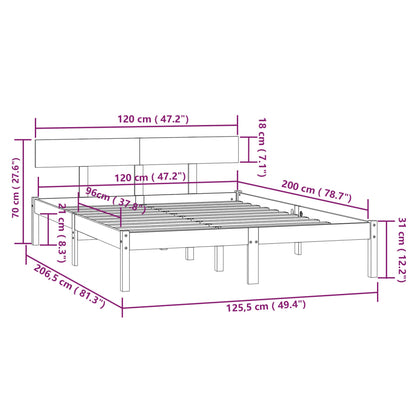 Bed Frame without Mattress White Solid Wood 120x200 cm