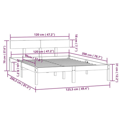 Bed Frame without Mattress Honey Brown Solid Wood 120x200 cm