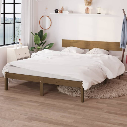 Bed Frame without Mattress Honey Brown Solid Wood 120x200 cm