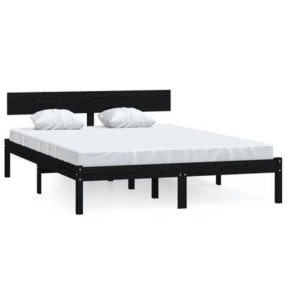 Bed Frame without Mattress Black Solid Wood 120x200 cm